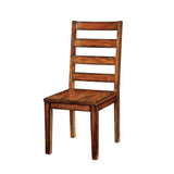 ZNTS Tobacco Oak Finish Solid wood Industrial Style Kitchen Set of 2 Chairs Ladder Back Chairs B011P148640