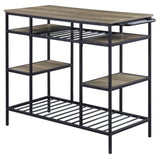 Rustic Oak and Black Kitchen Island with Open Shelving B062P184581