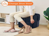 Square Ottoman Foot Stool Corduroy Vanity Chair Bench with Padded Woven Footrest for Entryway Living 28752742