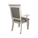 Modern Glam Silver Finish Furniture Set of 2 Armchairs Gray Faux Leather Upholstered Wooden B011125862