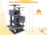 57" Multi-Level Cat Tree for Multi-Cat Households, 2 Condos & Hammock with Sisal Scratching 93262124