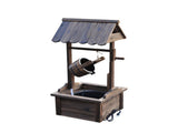 Rustic Outdoor Wooden Wishing Well Fountain with Adjustable Water Flow Rate, Waterfall Style Garden 89602954