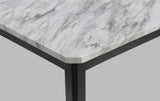 1pc Transitional Dining Rectangular Table Faux White Marble Table Top Black Base Wooden Stone Dining B011P261208