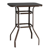 ZNTS Wrought Iron Glass High Bar Table Patio Bar Table Brown 75817084