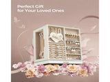 360&deg Rotating 5-Drawer Jewelry Box with Glass Window, White 16852629