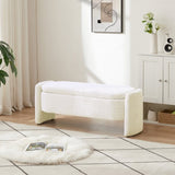 ZNTS Ottoman Oval Storage Bench 3D Lamb Fleece Fabric Bench with Large Storage Space for the Living Room, W1825133565