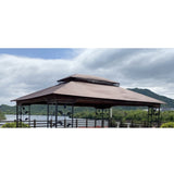13x10 Ft Patio Double Roof Gazebo Replacement Canopy Top Fabric,Brown W41941991