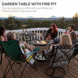 30" Outdoor Fire Pit Dining Table, 3-in-1 Round Wood Pit Bowl, Patio Ice Bucket with W2225142618
