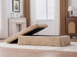 46" Wide Modern Upholstered Chenille Ottoman, Foot Stool Square Footrest with Black Metal Legs for W3098P356195