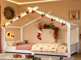 Twin House Floor Bed with Support Slats, Solid Wood House Bed Frame for Kids, No Box Spring Needed 37856201