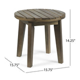 ZNTS Outdoor 16" Acacia Wood Side Table, Gray Finish 62266.00GRY