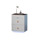 3-Drawer 30'' Nightstand LED Light, Modern Nightstand 3 Storage Drawers, Bedside Table N733P304515K