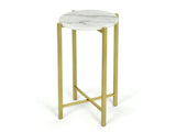 Collapsible Drink Table, Gold Metal Frame with White Marble Top 75385805