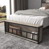 Twin Bed Frames , Headboard and Charging Station & LED Light for Bedroom, Solid and Stable, Noise W2129P314786