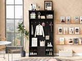 U-Can 57'' Hall Tree with 6 Hooks, Coat Hanger, Entryway Bench, 3-in-1 Design, A Spacious Drawer for N724P264673B