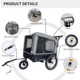 ZNTS Outdoor Heavy Duty Foldable Utility Pet Stroller Dog Carriers Bicycle Trailer W321P190024