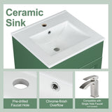 20" Bathroom Vanity with Sink, Vanity Cabinet with Door Shelf and Adjustable Shelf, Green N759P237946F