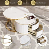 Modern 2 Pieces White Round Nesting Coffee Table with Drawers in 27.6'' WF325924AAK