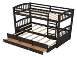 Twin over Twin Wood Bunk Bed with Trundle and Drawers, Espresso 34668938