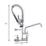 Commercial Kitchen Faucet Deck Mount with Pre-Rinse Sprayer 21" Height Kitchen Sink Faucet 8 Inch W1932P171734