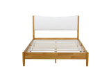 Queen Size, Solid Rubber Wooden Bed with Boucle Upholstered Headboard, Enhanced by Support W504P368764