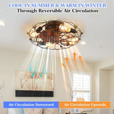 ZNTS Low Profile Caged Ceiling Fan with Lights Remote Control, Embedded modern industrial ceiling fan W1340120487