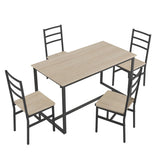 Five-piece set table and chair with backrest, industrial style, solid structure W57868874
