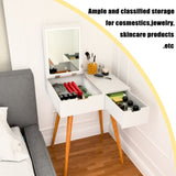 Small Makeup Vanity, Dresser Desk with 2 Drawers , Flip Top Mirror Organizer, Makeup Dressing W760P304948