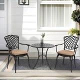 3 Piece Patio Bistro Set Cast Aluminum Bistro Table and Chairs Set of 2 with Umbrella Hole,All W640P251289