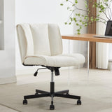 ZNTS Armless Desk Chairs with Wheels Office Chair Vanity Chair with Technical Cloth Adjustable Swivel W2725P207683