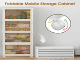92 Qt Stackable Storage Bins with Lids and Wheels, 4 Tier Folding Storage Box with Doors, Plastic 36046548