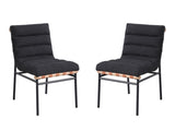 Lahni Black Boucle Fabric Set of 2 Dining Chair with Black Iron Legs B061P234544