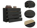 Lynbrook 4-Drawer Dresser Black Wengue and Light Oak B06280069