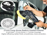 Dual Action Car Buffer, 21mm Random orbital Polisher, 6 Variable Speeds 2100-5000 OPM, 6 inch T3177P305039