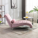COOMORE Velvet Chaise Lounge Indoor,Button-Tufted Upholstered Chaise Lounge Chair with Pillow for W39538676