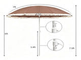 7 FT Boho Patio Umbrella with Fringe Tassel, 30&deg Adjustable Tilt Outdoor Sun Canopy, Portable 96935294