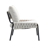 Modern Accent Lounge Chair with Braided Upholstery and Metal Frame, Comfortable Armchair for Living W2215P252349