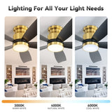 42 Inch Flush Mount Ceiling Fans with LED Light 22W and Remote Control 5 ABS Fan Blades for Bedroom W934P303155