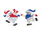 Set of 2 Lighted Running Snowman Christmas Decorations, Pre-lit 2D Holiday Decor with 120 Warm White 83521957