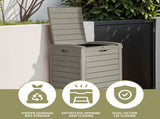 31 Gallon Large Outdoor Trash Bin, Waterproof Resin Garbage Can with Lid & Drip Tray, Light Brown 58256285