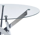 Dining Table with cross metal leg and tempered glass,Modern Space Saving Kitchen Table for Living W234P227891