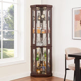 Corner Glass Cabinet Lighted Curio Cabinet Corner Display Case for Living Room, Curio Cabinet, W2275P194428