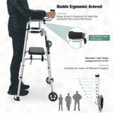 Elderly Rehabilitation Walker 2 Modes, Soft Seat, 5" Wear-Resistant Wheels, 1-Click Fold, 11211392