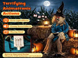 5.2FT Sitting Halloween Animatronic Scarecrow, Jump-Scare Moving Head with Creepy Sounds, Dual 79723593