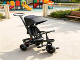 Black Foldable Toddler Trike 1-5Y Travel-Friendly with Storage, Reversible Seat, Safety Harness 63815186
