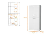 White Pantry Cabinet with 4 Doors and 5 Hidden Shelves B062P193659