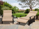 Adjustable Patio Recliner Chair Metal Outdoor Lounge Chair with Flip Table Push Back, Adjustable W1859P196335