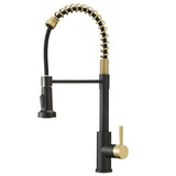 Commercial Black and Nickel Gold Faucet with Pull Out Sprayer, Single Handle Single Lever W1932P172336