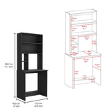 Computer Hutch Desk, Lower Shelf, Four Shelves, Black B097133217