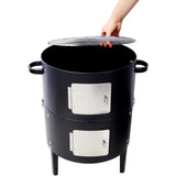 17 Inch Steel Charcoal Smoker, Heavy Duty Round BBQ Grill for Outdoor Cooking, Black W465P216801